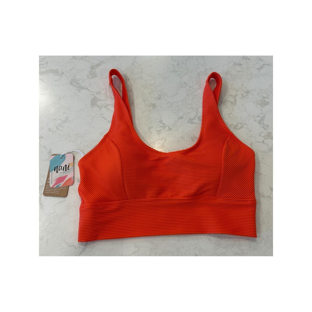 Nani Swimwear Textured Stella Avant Crop Womens M Orange NWT Ribbed UPF 50